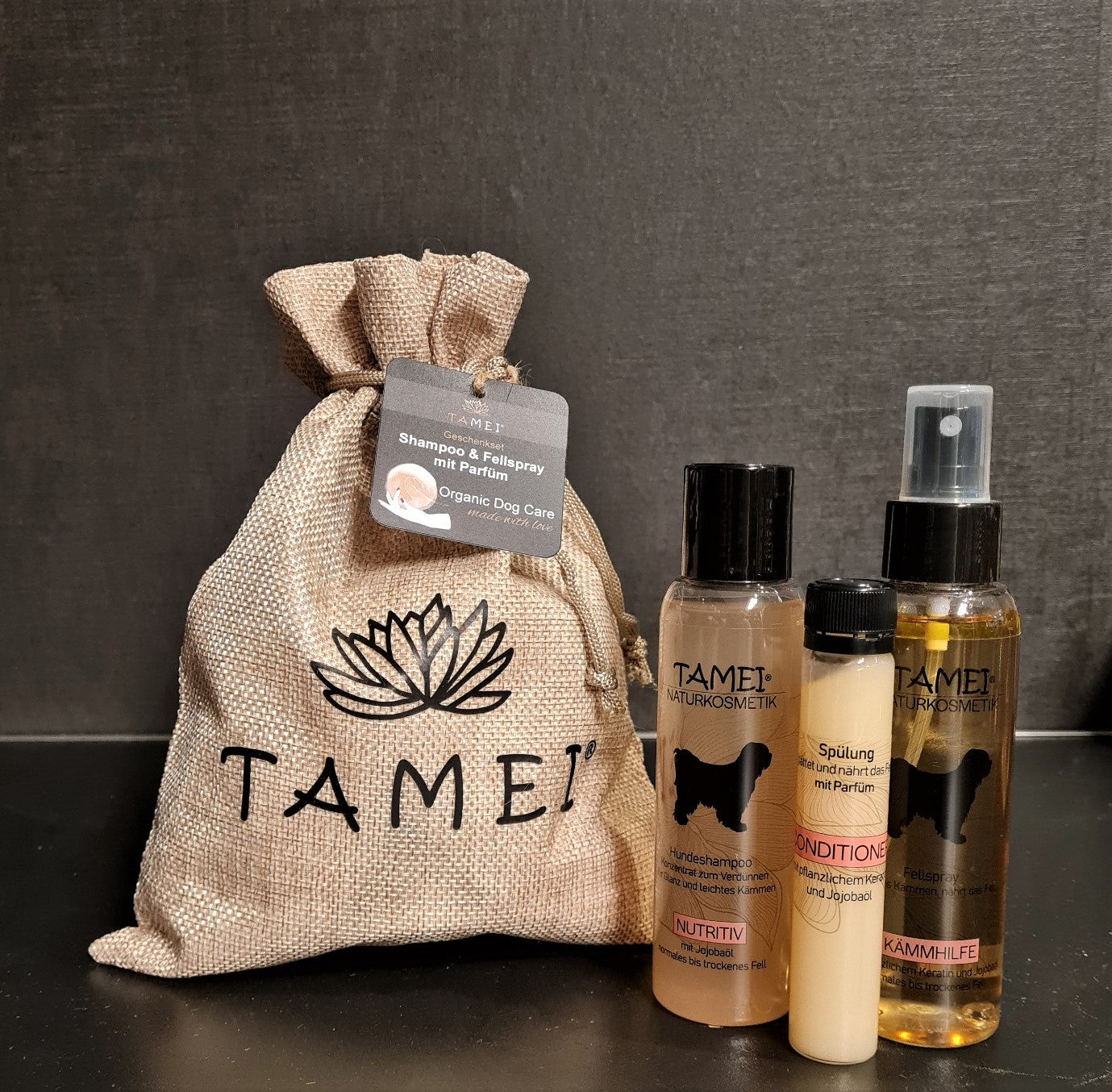 Tamei Geschenkset mit Parfüm Shampoo u. Fellspray